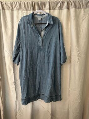 Chico's Denim Blue Midi Shirt Dress